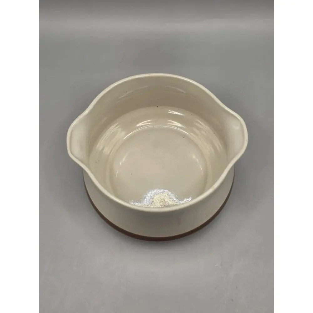 Vtg The Woodhaven Collection Stoneware Double Spout Gravy Boat Japan Brown Band